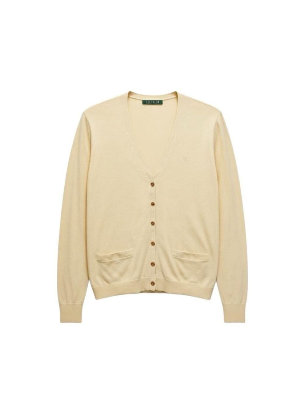 Lauren Ralph Lauren Beige Cotton V-Neck Logo Cardigan Sweater Women’s Size Small - Picture 3 of 15